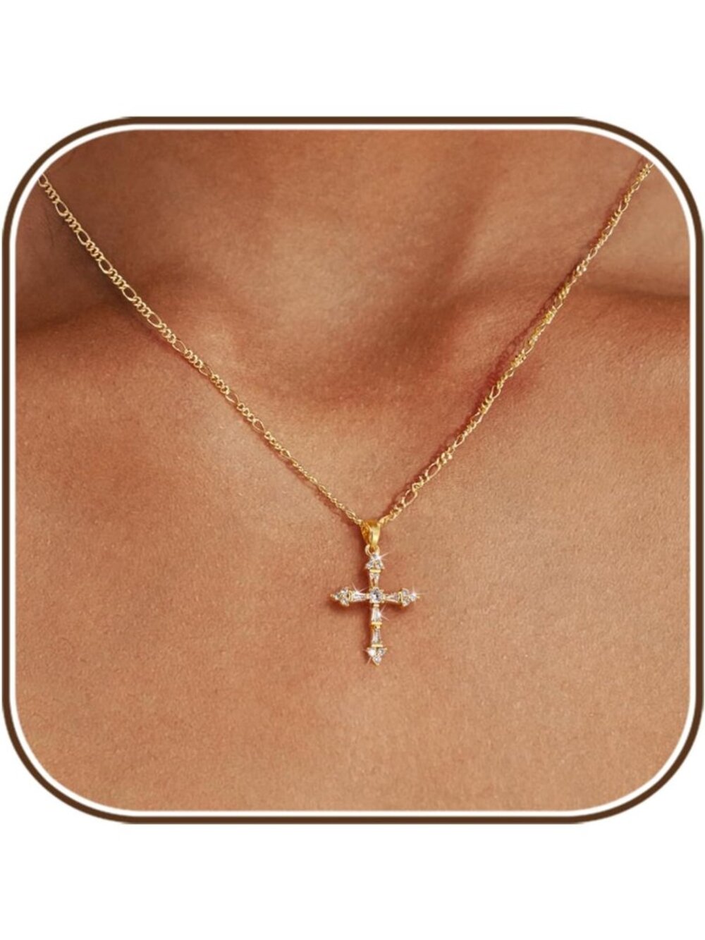 Elegant 14K Gold Plated Cross Pendant Necklace for Women - Faith Jewelry